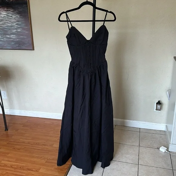HOUSE OF CB ´Lova´ Black Corset‎ Maxi Ball Gown Dress sz M NWOT Women